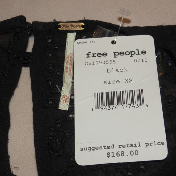 Free People Black Valencia Embroidered Boho Long Sleeve Peasant Top - Picture 10 of 10